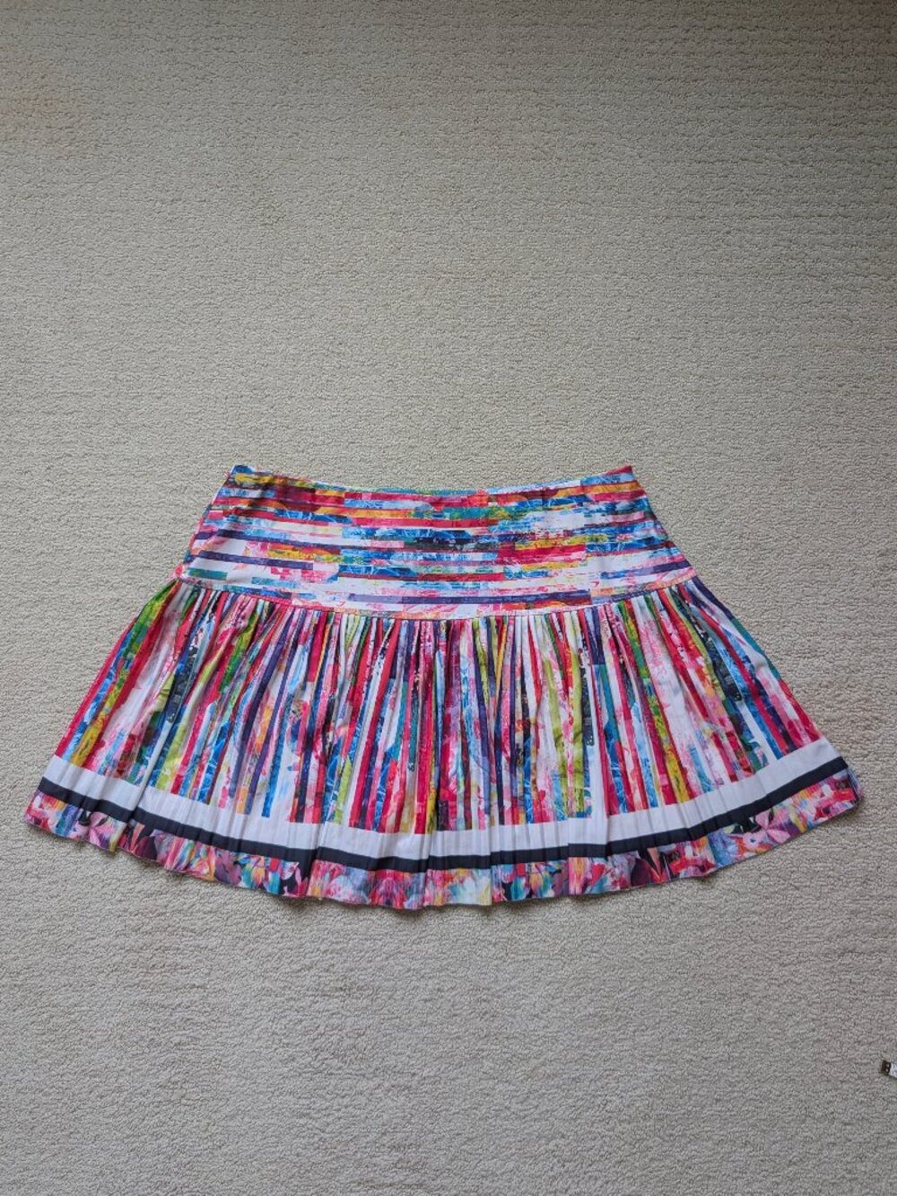 EUC Lucky in Love XL Techno Tropic Long Techno Stripe Pleated Skirt Tennis Skort - Picture 2 of 10